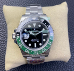 Clean Factory New Left-Handed Rolex GMT-Master II 126720 Green and Black Bezel Replica Watch Oyster Band